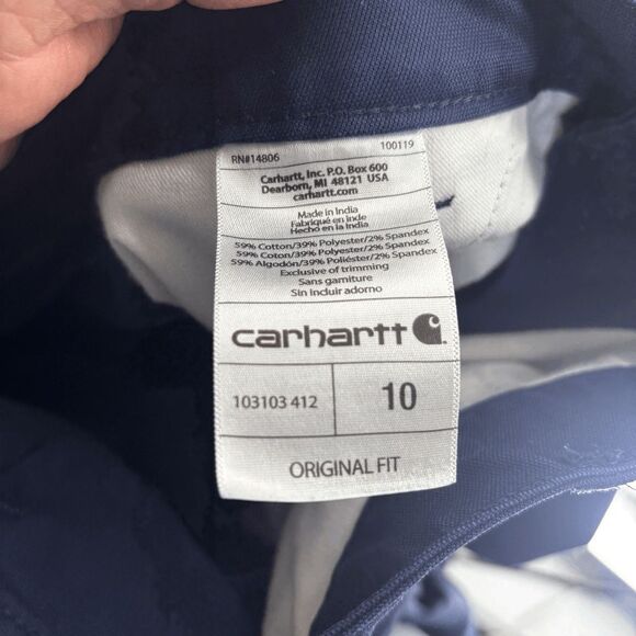Carhartt Women's Canvas Carpenter Blue 10 Inch Inseam Shorts Size 10 34W EUC - Picture 5 of 8